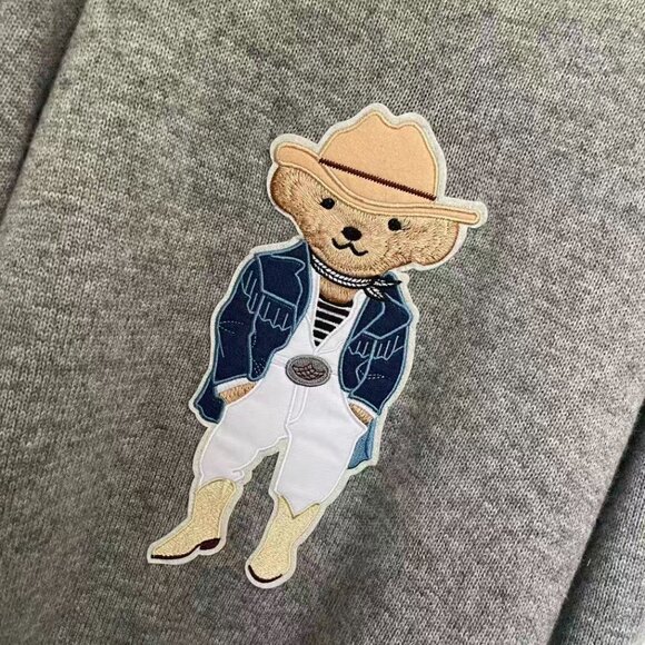 Polo Ralph Lauren Western Cowboy Bear Grey Women's Sweater - Picture 3 of 7
